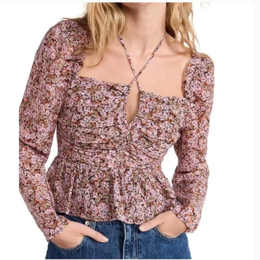 ASTR the Label Toni Top Black Pink Medium